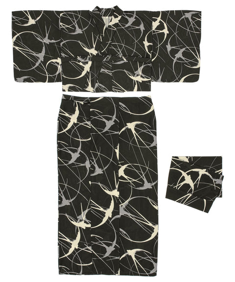 Soubien Floro Women's Yukata Set, 3 Piece Set, Separate, New Two-Part Yukata (Yukata/Band/Date Tight)