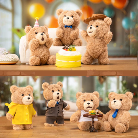 POP MART Ted2 Teddy Bear 可動毛絨掛件系列 【3件】 Pop Mate 扭蛋 百葉窗 盒裝 手辦 塑膠模型 高級 玩具 PVC 軟乙烯基 原創 人物 生日禮物
