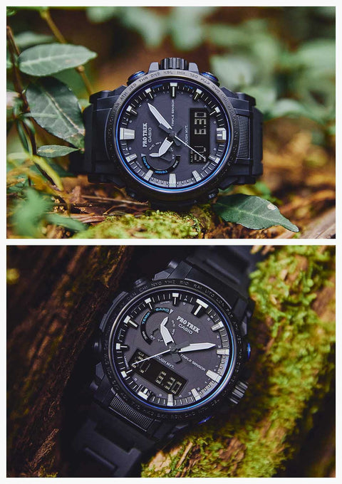 Casio 卡西歐 手錶 Protrek Climmer Line 電波太陽能 採用生物塑膠 PRW-61FC-1JF 男款 黑色, 黑色/藍色(Field 複合錶帶), 1件, 現場複合錶帶 / 黑色