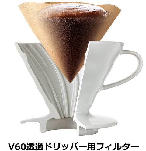 HARIO(哈里歐) V60濾紙 1-4杯用 500張裝 白色 日本製造 VCF-02-100W