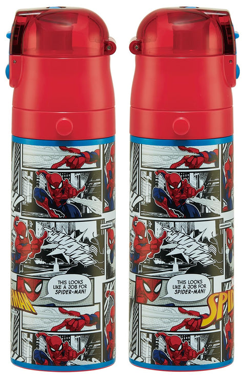Skater SKDC4 Children's Stainless Steel Water Bottle, 2-Way Direct Drinking, 16.5 fl oz (470 ml), Cup Drinking, 15.2 fl oz (430 ml), Kid-friendly Lightweight Type, 25 Thermal, Cold Insulation, Sports