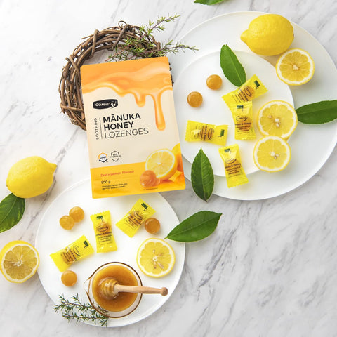 Combiita UMF10+ Throat Candy Manuka Honey Propolis Candy, Lemon Honey Flavor, 100 Tablets