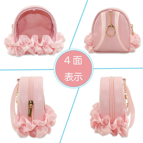 YOKUMA ぬいぐるみ 収納 ぬいぐるみポーチ ぬいポーチ 推し活 ポーチ 推し活バッグ 推し活グッズ 痛バ ミニ 人形入れ 痛バッグ 小さめ クリアポーチ 透明ポーチ クリアバッグ 持ち運び (ピンク)
