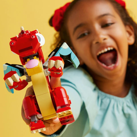 LEGO 乐高 Creator 红龙 玩具 礼物 积木 男孩 女孩 儿童 5岁 6岁 7岁 8岁 小学生 龙 动物 动物 益智 创意 31145