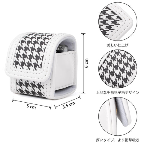 HIYQIN Instax 미니 팔 케이스 실용적인 보관 가방 휴대용 카메라 커버 보관 보호 휴대용 가방 (암 스트랩 포함) 가볍고 내구성이 뛰어난 휴대용 낙하 방지 방진 미니 케이스 하운드투스 스타일리시 (화이트)