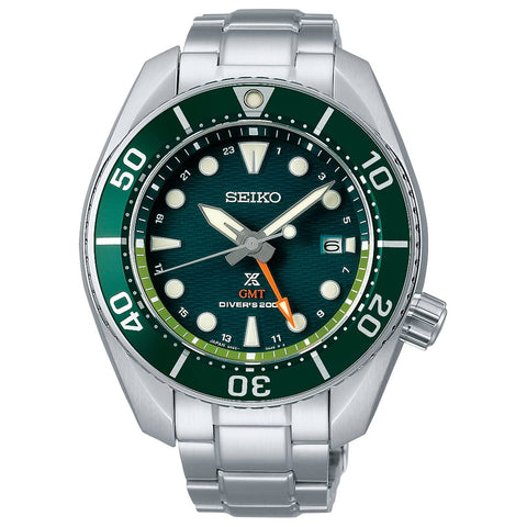 Seiko Watch Prospex Diver SCUBA Solar GMT Wristwatch, silver/green, 1 piece, Bracelet Type