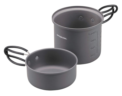 Captain Stag Outdoor Camping Cooker Set Aluminum Hard Anodized Solo Cooker Set with Storage Bag