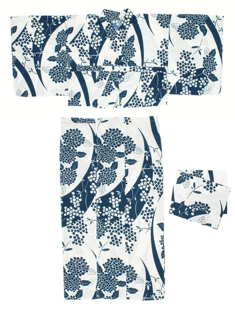 Soubien Floro Women's Yukata Set of 4, Separate, New Two-Part Yukata (Yukata, Waistband, Date Tightening, Geta Clogs)