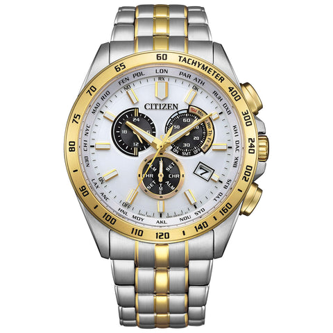 Citizen Collection Eco-Drive Radio Watch Waterproof Chronograph Business, Silver/Gold, watch