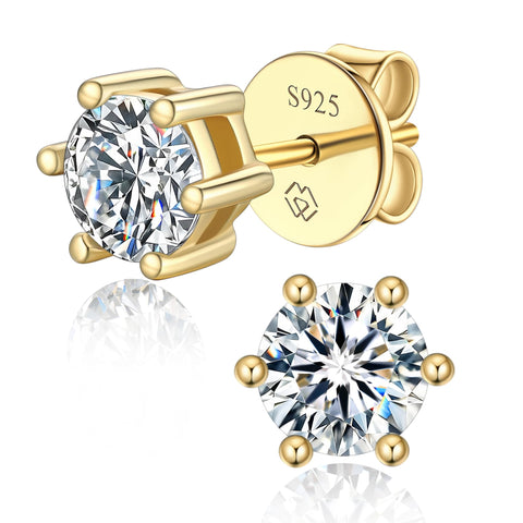 MomentWish モアサナイト ピアス レディース メンズ シルバー925 金属アレルギー対応 スタッドピアス 0.6-4 カラット 人工ダイヤモンド Dカラー VVS1 人気記念日 プレゼント 4/5/6.5/7.5/8mm
