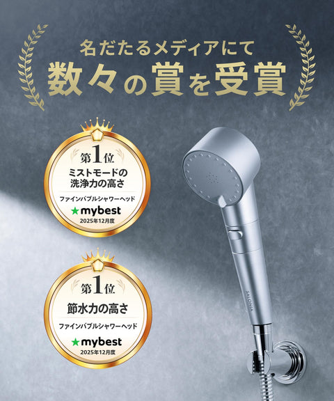 SALONIA Fine Bubble Clear Shower Head with Micro-Nano Bubbles, Water-Saving, High Water Pressure, Chlorine Removal Cartridge + Bicarbonate Tablets, White