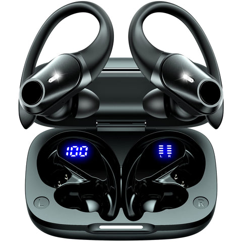 Bluetooth Earphones, Wireless Earphones, Bluetooth Earphones, Up to 40 Hours of Playback, Hi-Fi Sound Quality, AAC Compatible, LED Display, Physical Buttons No Misoperation, No Falling, Comfortable