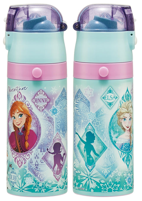 Skater SKCP3 Children's Stainless Steel Water Bottle, 2-Way Drinking Straw, 13.5 fl oz (400 ml), Cup Drinking, 11.8 fl oz (350 ml), Kid-friendly Lightweight Type, Disney Frozen 25 Girls, Hot and Cold