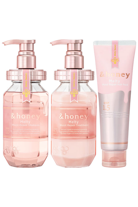 【限量套装】 & Honey Melty 滋润修复 3 件套【洗发水/护发素/发膜 】『修复饱满的蜂蜜膨胀护理』
