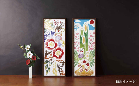 Miyamoto Kenema 120321 Tenugui Tapestry Dyed Cotton Spring Flower Bed Scented Mimosa 14.2 x 35.4 inches (36 x 90 cm) Made in Japan