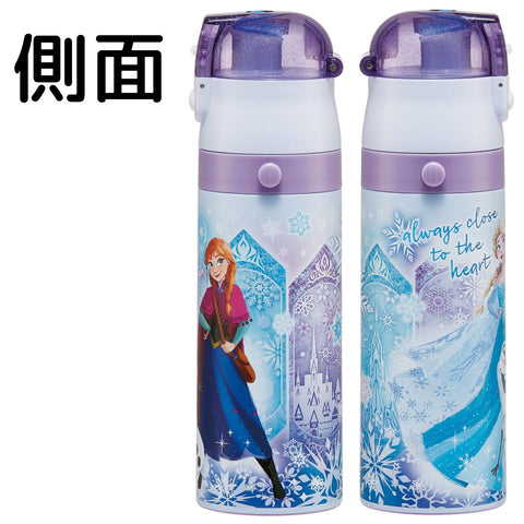 Skater SKDC4 Children's Stainless Steel Water Bottle, 2-Way Direct Drinking, 16.5 fl oz (470 ml), Cup Drinking, 15.2 fl oz (430 ml), Kid-friendly Lightweight Type, Disney Frozen 25 Girls, Thermal,