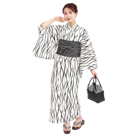 Fuuka X142333 Women's Yukata 2-Piece Set, One Size Fits All (Waist Belt, Made in Japan)