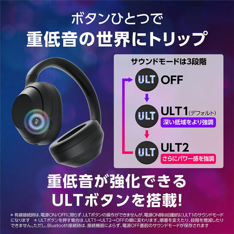 Sony WHULT900N BC ULT WEAR Wireless Noise Canceling Headphones, Stereo, Powerful Bass, Built-In Amazon Alexa, Improved Calling Performance, Comfortable, Black