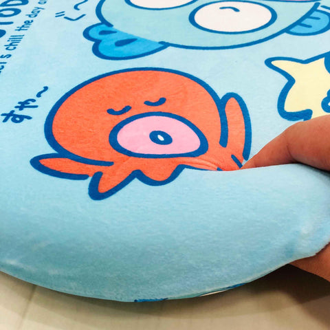 MORIPiLO Sanrio Zabuton Chair Cushion, Memory Foam, Handyodon, Goods, Cute, Soft, For Summer, Cool, Round, Sanrio Character, Blue, 15.7 x 15.7 inches (40 x 40 cm), For Adults and Children, Unisex
