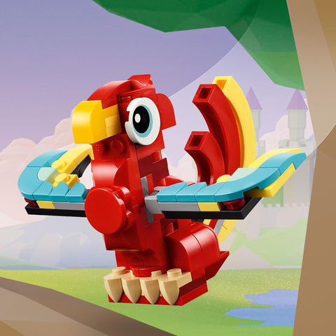 LEGO 乐高 Creator 红龙 玩具 礼物 积木 男孩 女孩 儿童 5岁 6岁 7岁 8岁 小学生 龙 动物 动物 益智 创意 31145