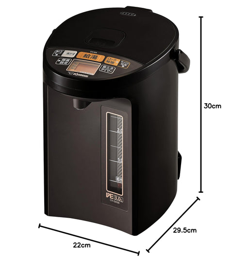Zojirushi Electric Kettle, 3.0L, Yuyusei, Energy-Saving Type, VE Electric Thermos, 5 Temperature Settings, Brown, CV-GA30-TA