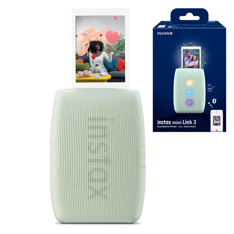 Fujifilm Instax Mini Link3 Smartphone Printer, Sage Green, INS MINI LINK3 S GREEN & Palm-Sized Camera, Instax Pal Pistachio Green, Wide Angle Lens, Multi-Format INS PAL GREEN