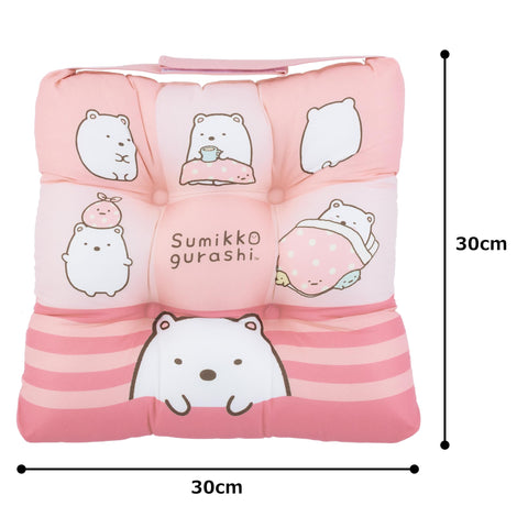 MORIPiLO 4620818 Morishita Sumikko Gurashi Shirokuma Cushion Chair Cushion 11.8 x 11.8 inches (30 x 30 cm), Children, School, Kindergarten, Girl, Character Goods, Pink