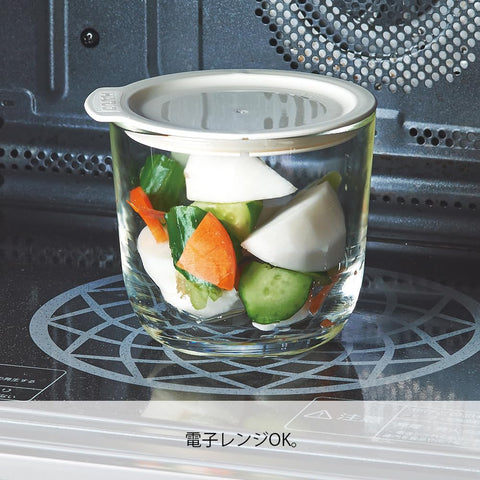 HARIO GTK-S-OW Glass Overnight Pickling Bowl, Small, Pickle Container, Multi, White