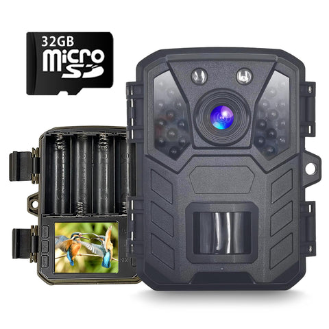 SecuSTATION 越野相機 小型 監視器 1080p 夜間無紅光 覆蓋錄影 日本國內經營品/支援完善 電池式 2000萬像素 黑色 太陽能板 人體感應感應器 microSD卡 32GB SC-ML63 僅動作