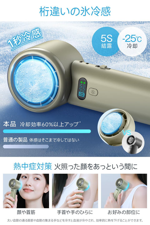 携帯扇風機 超高速暴風 【-25℃瞬間冷却・10000mAh大容量】 ハンディファン 冷却プレート付き 100段階風力調節 手持ち/首掛け/卓上/吊り下げ4way 7枚羽根 強力 USB充電式 手持ち扇風機 24時間持続 90°角度調整 ネックストラップ付き LED残量表示 軽量 小型 ミニファン 熱中症対策 暑さ対策 コンパクト 静音 アウトドア オフィス ギフト (カーキグリーン)
