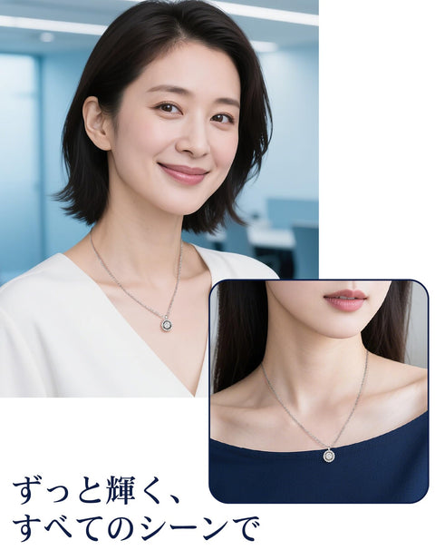 MomentWish Women's Moissanite Necklace, Dancing Stone, Pendant, Silver Necklace, Popular Brand, Chain, Birthday, Anniversary, Gift (Length 15.7 inches (40 cm) + Adjuster 2.0 inches (5 cm), Comes with