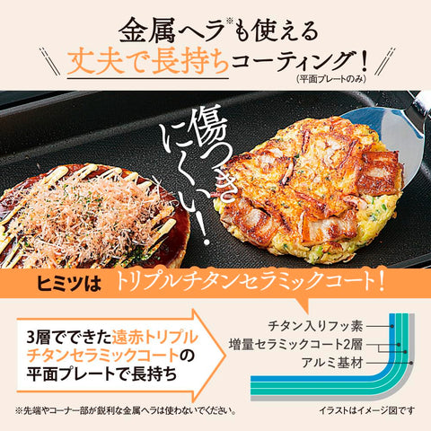 Zojirushi Mahobin Yaki-yaki Hot Plate, 3-Piece Set, Deep Plate, Yakiniku Plate, Takoyaki Plate, Black, EA-KK30AM-BA