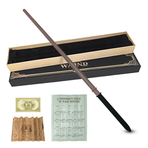 Meccol Magic Wand, Wizard School Style, Cosplay Accessory, Resin, Highly Restored, Halloween, Party, Birthday Gift, Magic Prop, Unisex,Wand + Spell List + Ticket + Map with Storage Box