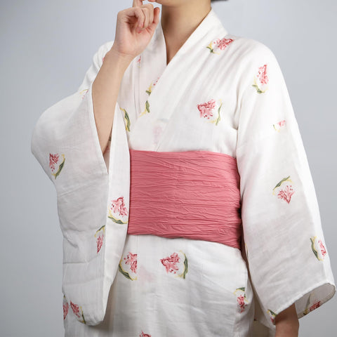 TOuWA Wrinkled Waistband, Notched Belt, Plain, Solid Color, For Adult Women's Yukata