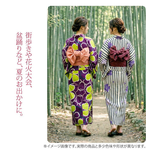 浴衣 套装 女士 [Nagoya] 复古现代 浴衣 兵儿带 2件套 复古 古典图案 可爱 高看 夏祭 晚凉 烟花 女士