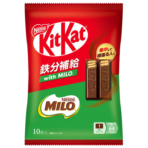 Kit Kat Iron Supplement with MILO 10 Sheets x 12 Bags, Chocolate