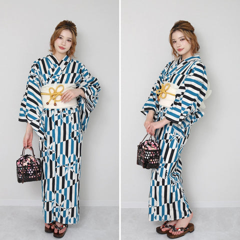 Fuuka X142333 Women's Yukata 2-Piece Set, One Size Fits All (Waist Belt, Made in Japan)