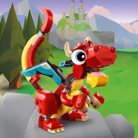 LEGO Creator 31145 3-in-1 Red Dragon Set (Red Dragon/Phoenix/Angler Fish), For Ages 5 - 8, Boys & Girls, Creative Educational Toy