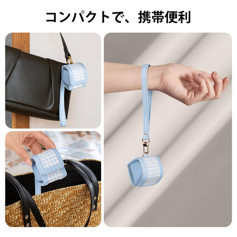 HIYQIN instax mini Pal専用ケース 実用的な収納バッグ Instax PAL用 ポータブルカメラカバー 収納保護キャリングバッグ 腕ストラップ付き 軽量耐久性良 携帯型 落下防止 防塵 ミニケース 千鳥格子 スタイリッシュ(ブルー)