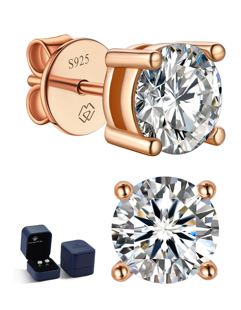 MomentWish Moissanite Earrings, Women's, Men's, 925 Silver, Hypoallergenic Stud Earrings, 0.6 - 4 Carats, Artificial Diamond, D Color, VVS1, Popular Anniversary, Gift, 4/5/6.5/7.5/8 mm