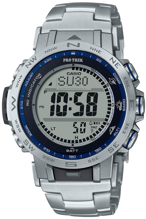 Casio PRW-31YT-7JF Men's Wristwatch, Protrek (Genuine Domestic Product) Radio Solar, Silver, Silver, 1 piece, Titanium Muk Band