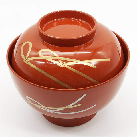 Maeju Lacquerware 3T-419 4.5 Zoni Bowl Knotted Soarai Vermilion