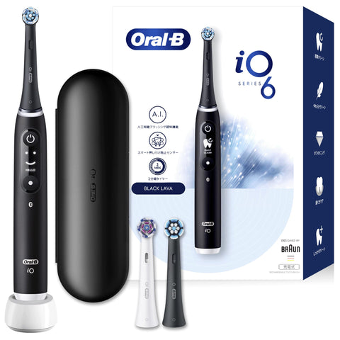 Braun Oral-B iO6S Electric Toothbrush (Travel Case Set) with 3 Replacement Brushes (iOM6.3V6.2K, Black Lava)