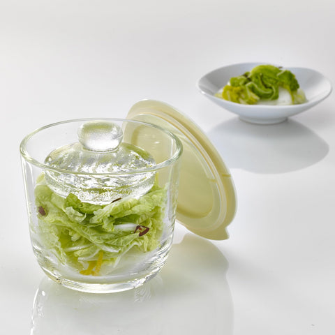 HARIO GTK-S-OW Glass Overnight Pickling Bowl, Small, Pickle Container, Multi, White