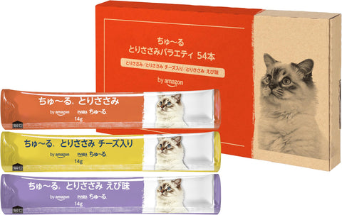 by Amazon ちゅ~る 猫用おやつ とりささみバラエティ 14g × 54本 (SOLIMO)