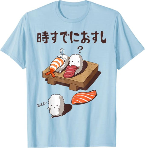 時すでにおすし 話題のことわざ 言い間違えたことわざ ジョーク ギャグ ダジャレ じゃれつっこみ寿司 Tシャツ ベビーブルー