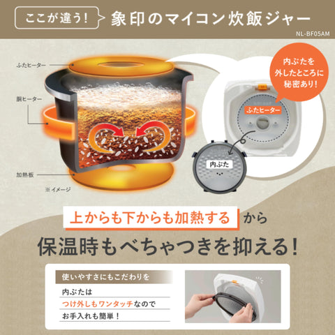 象印マホービン 炊飯器 3合 一人暮らし 小容量 極め炊き マイコンタイプ 保温24時間 ソフトホワイト NL-BF05AM-WZ