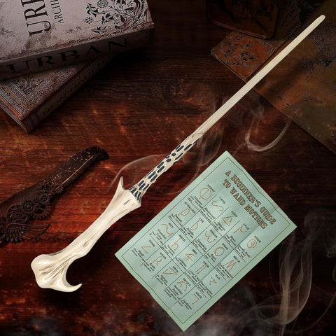 Meccol Magic Wand, Wizard School Style, Cosplay Accessory, Resin, Highly Restored, Halloween, Party, Birthday Gift, Magic Prop, Unisex,Wand + Spell List + Ticket + Map with Storage Box
