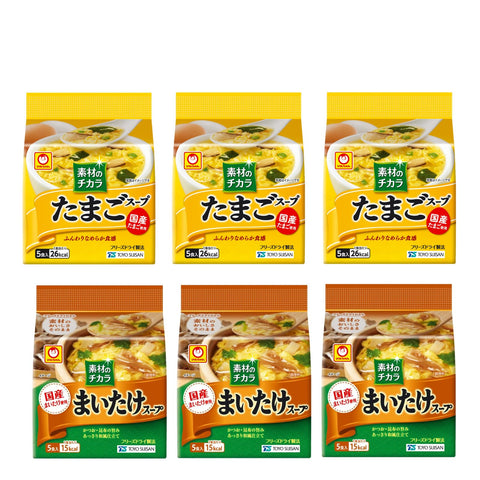 Toyo Suisan [Set Product] Maru-chan Power of Materials Egg & Maitake 2 Types Assortment (3 Egg Soup, 3 Maitake Soup)