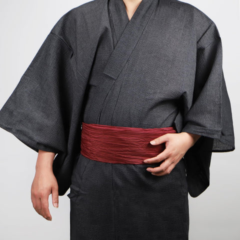 TOuWA Crinkled Waist Belt, Sash, Solid, Solid, Adult, Men's, Yukata